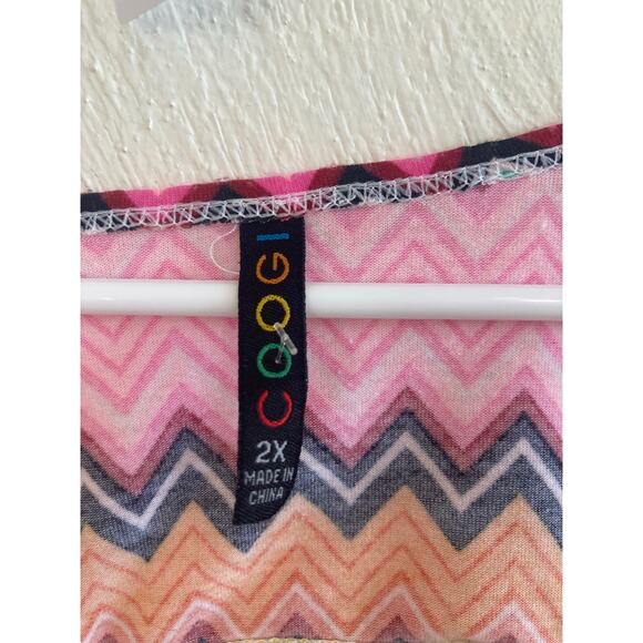 COOGI Vintage Plus Size Rare Zig Zag Maxi Dress Cover Up Chevron 2X Swimwear - Picture 4 of 9